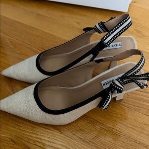 Steve Madden Black and Cream Slingback Heels